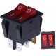 Interruptor Rocker basculante doble 2 circuitos 2 posiciones Negro-Rojo