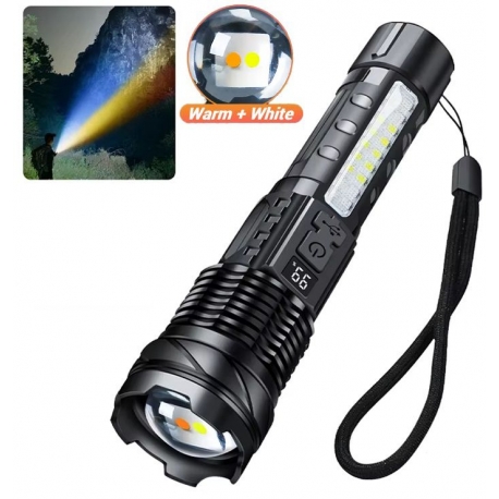 Linterna, Zoom. USB Cob Blanco Frío-Cálido