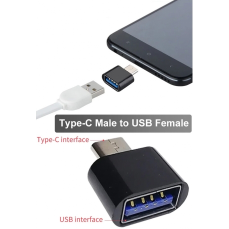 Adaptador USB-A Hembra a USB-C Macho Mini