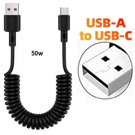 Adaptador Cableado Espiral Aéreo USB-A a USB-C