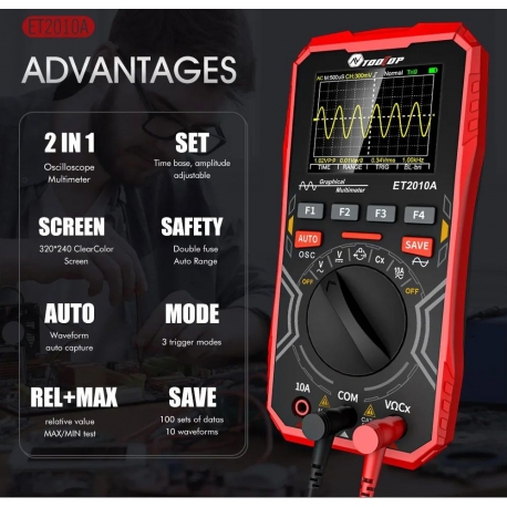 Multímetro, Osciloscopio LCD Digital Multifunción ET2010