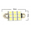 Bombillas Festoon 9 Led 5050 Blanco de 39mm