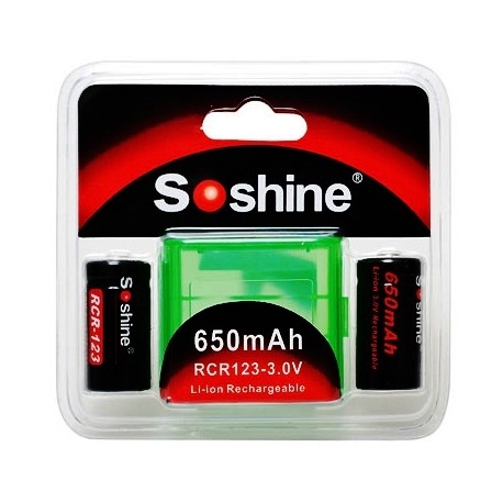 Set Bateria Soshine RCR123 3.0v 650mA.