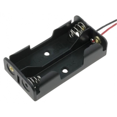 Portapilas baterías 2 x AA o 14500 tipo plano