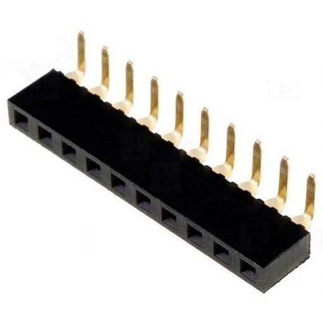 Tira de postes hembra 2.54mm Acodado corto 10pin
