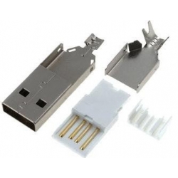 Conector USB-A Macho Blanco 4 Pin para Cable