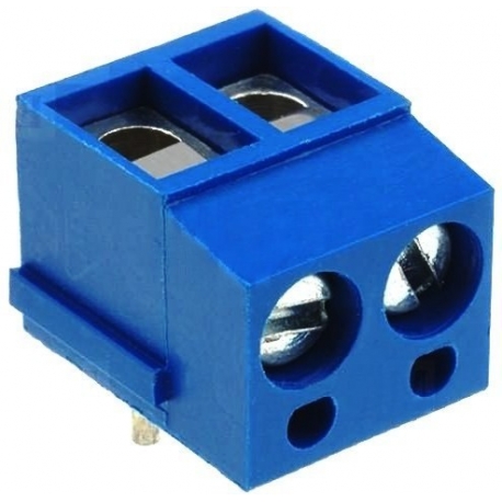 Bornas circuito impreso acodado 5mm Azul
