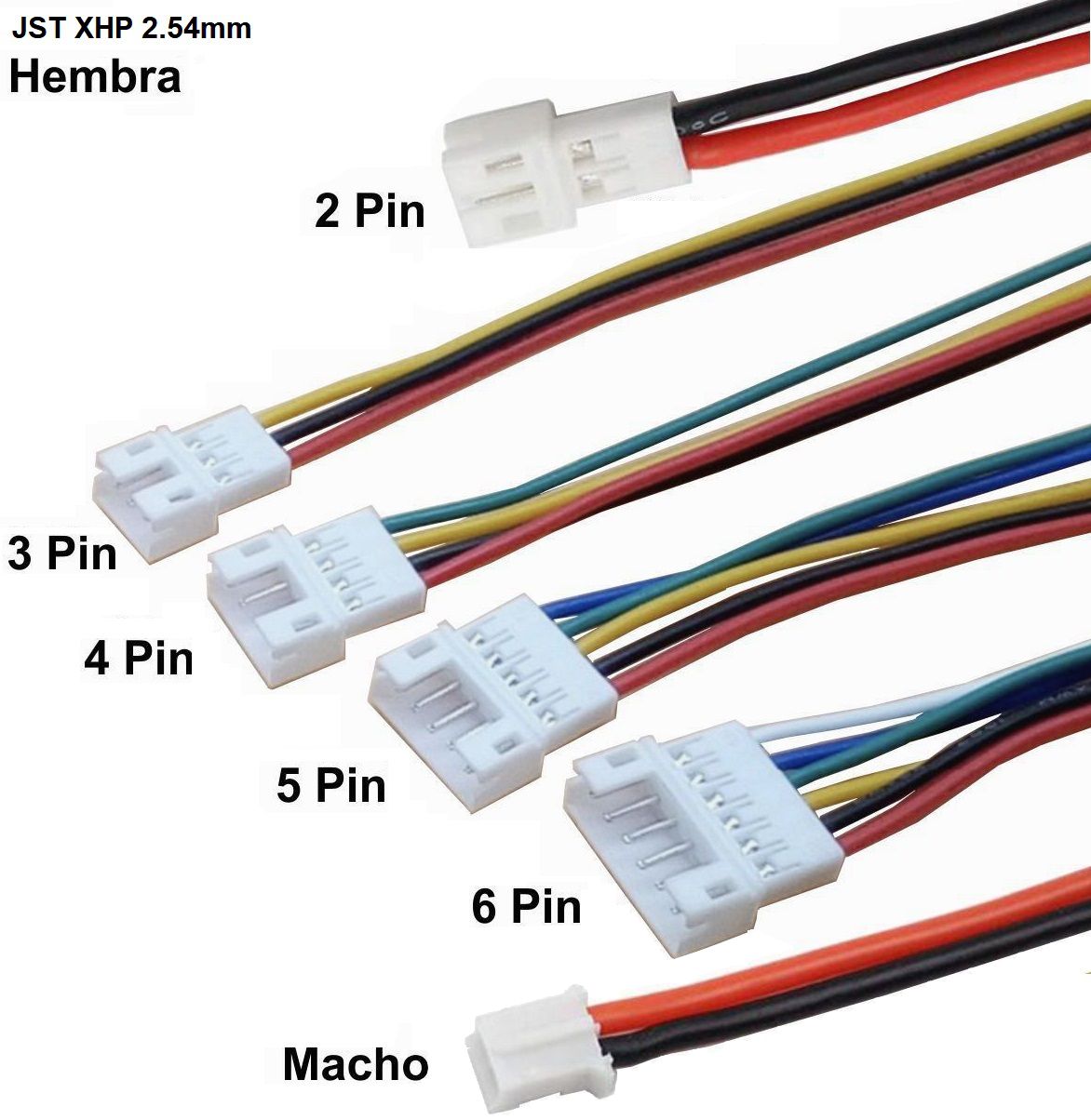 2Pin Cable de conector 20 juegos/paquete 1.25MM Conector macho y hembra micro JST de 2 pines 3 pines con cables 