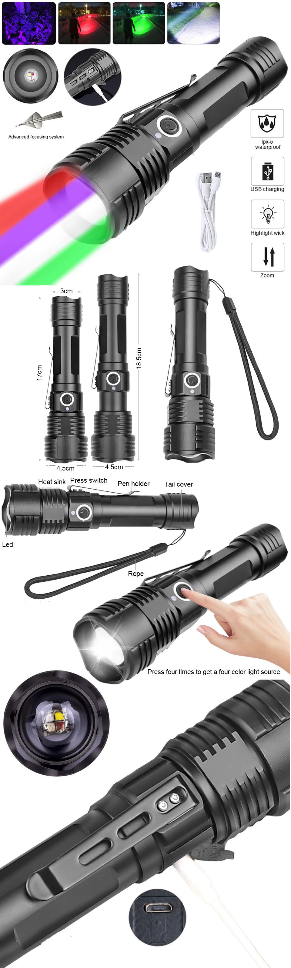 Linternas Zoom cuatro colores