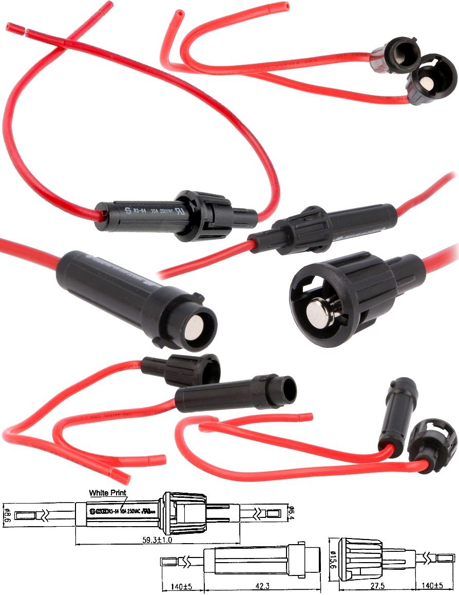 Porta fuse aereo negro_6x32mm