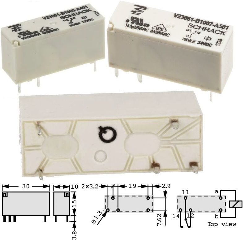 Rele Mini TE SCHRACK V23061 SPDT