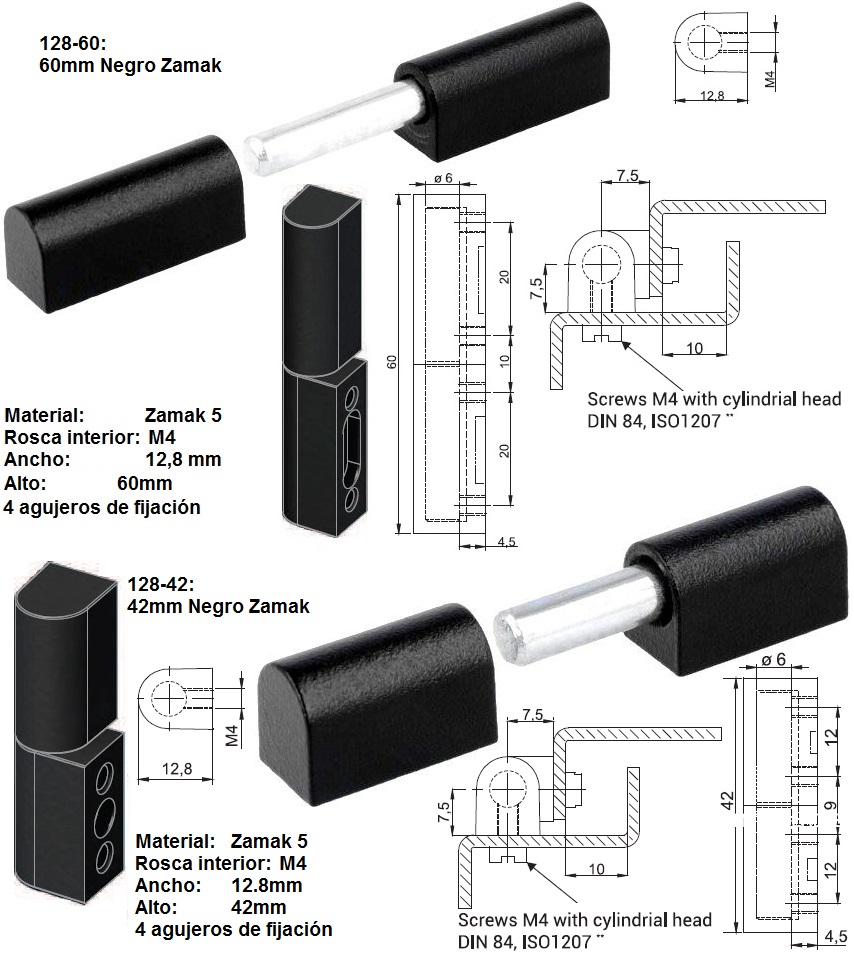 Bisagra desmontable negra