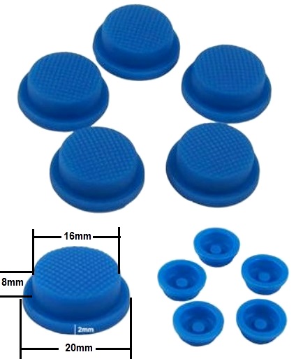 Boton de Goma 20x16x8mm Azul