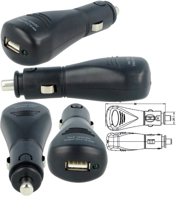 Cargador Mechero 5v.2.1A.