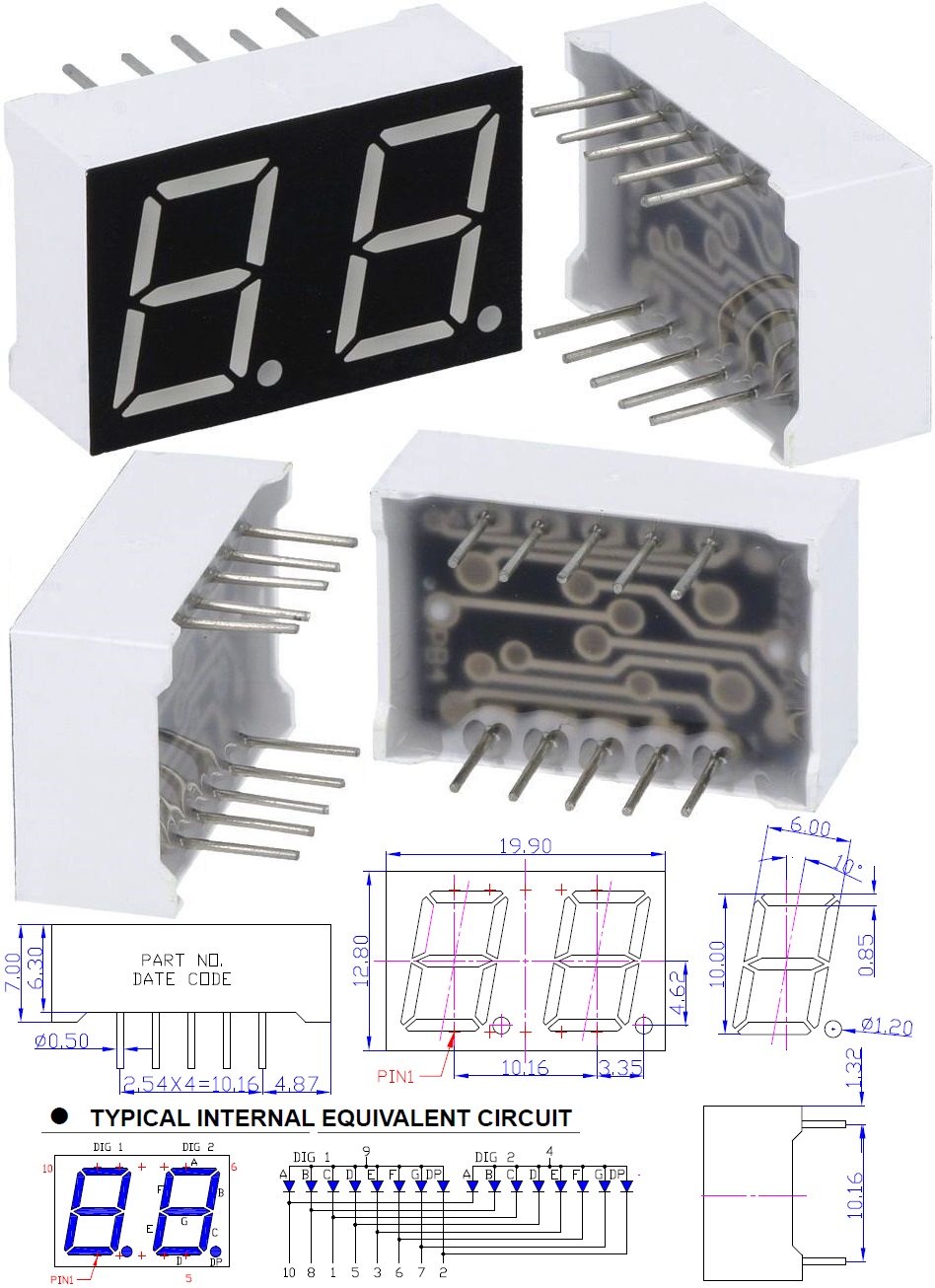 Display 2 digitos 7 segm.Anodo