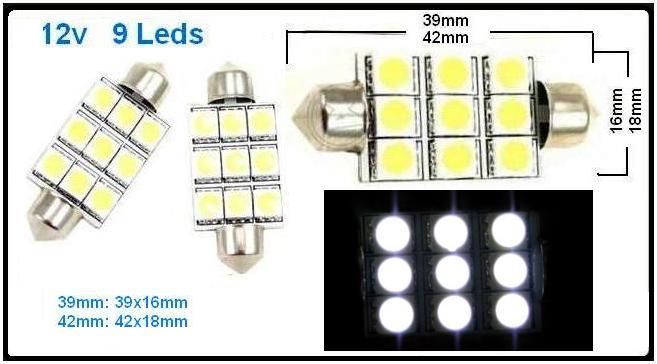 Festoon 39mm 9Led smd
