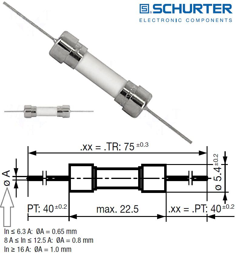 Fusible 5x20mm para Pcb