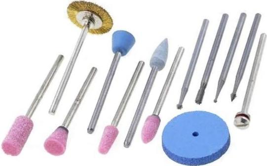 Juego fresas, brocas abrasivas, cepillo