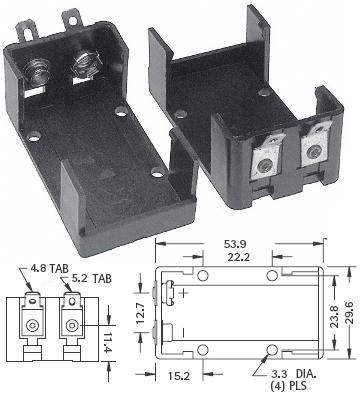 Portapilas-baterías 6F22 9v.