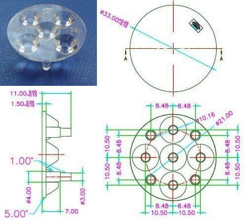 Lente Multiled 5xCREE-XP