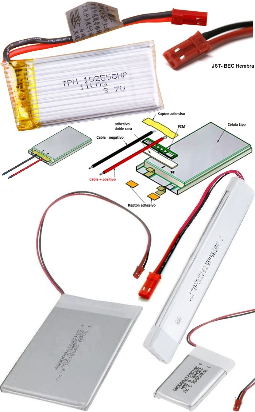 Baterias lipo 3.7v JST