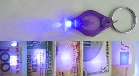Mini linterna LED XPG2 con llaveros UV luz púrpura 395nm 400lm