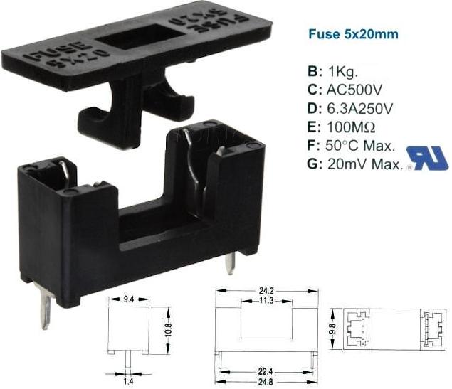 Medidas P.fuse 5x20 C.Impr con tapa