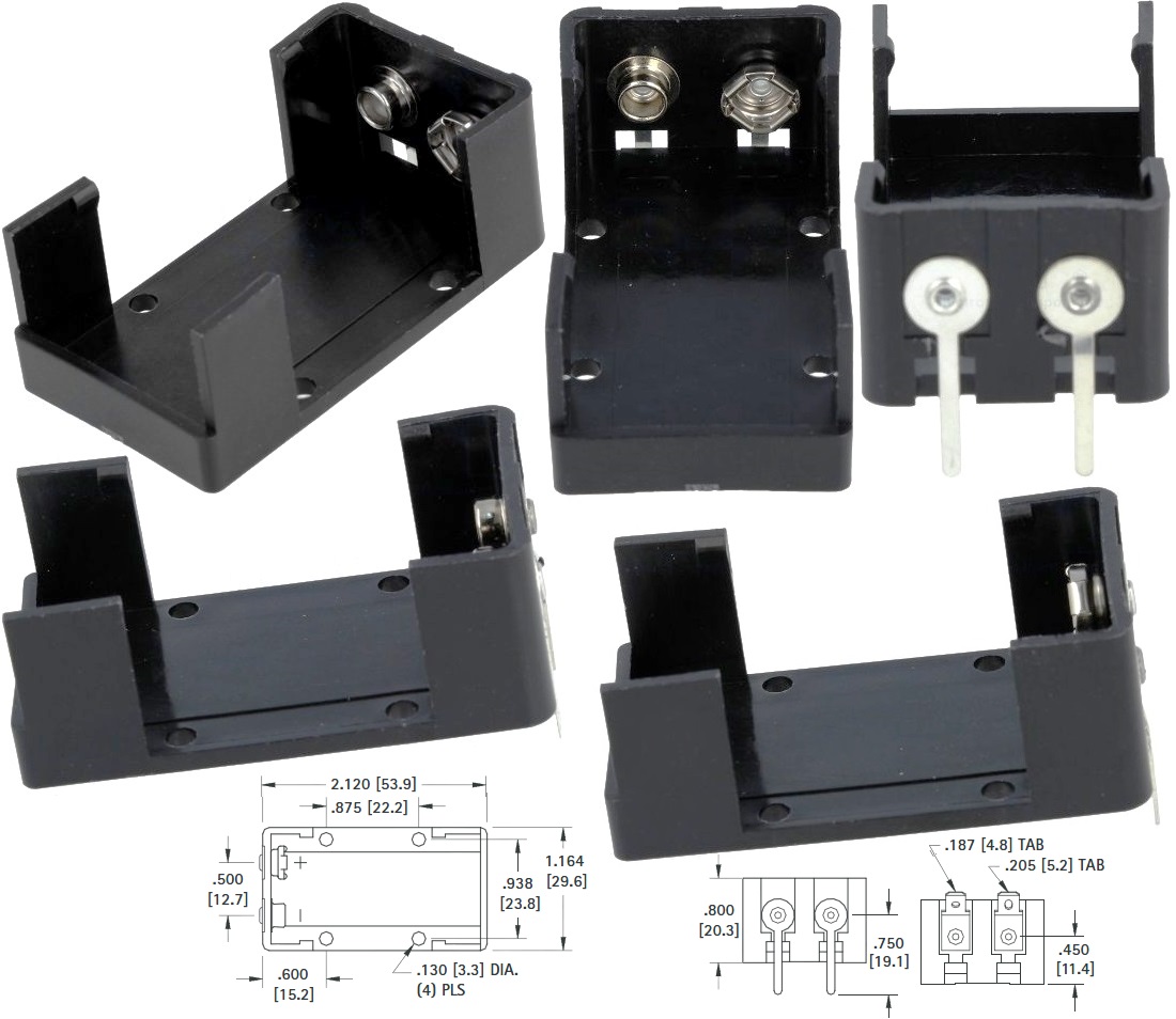 Portapilas-baterías 6F22 9v.