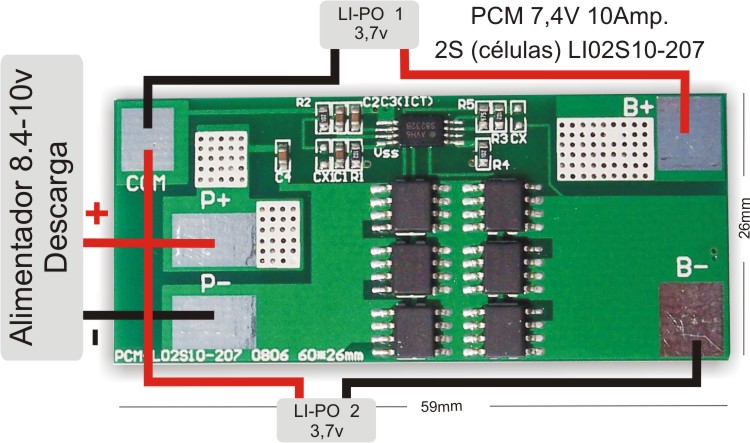 PCM 7.4v 10A
