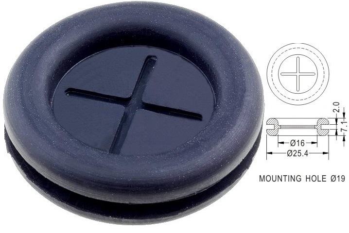 Pasacables plano 19mm