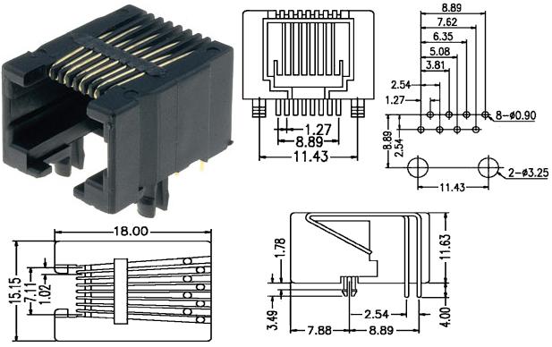 RJ45G PCB acodado