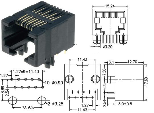 RJ50G PCB acodado