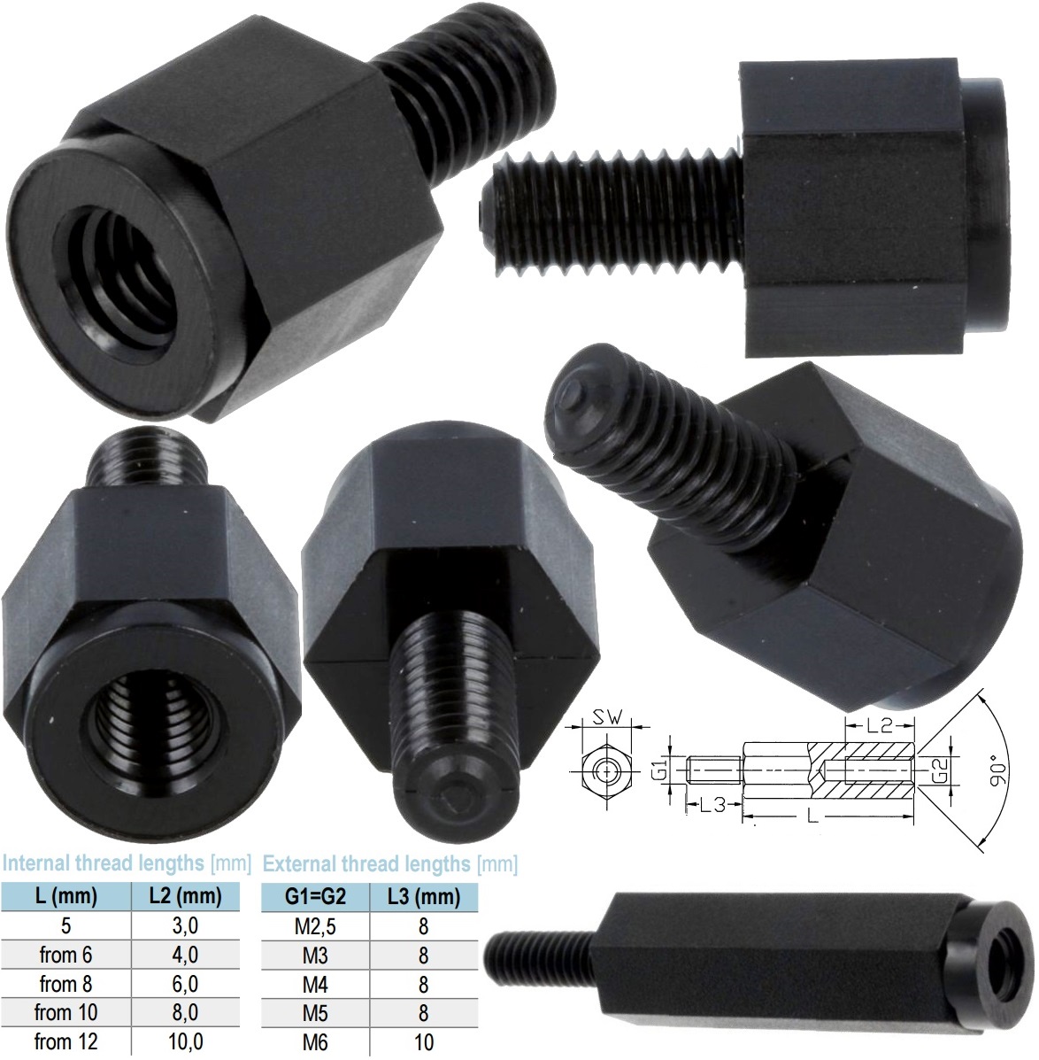 separador tubular M3 negro