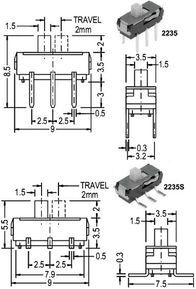 Mini Switch vertical doble 2235