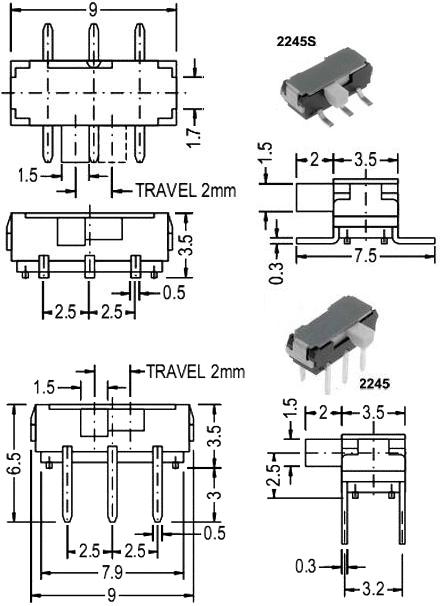 Mini Switch vertical doble 2245