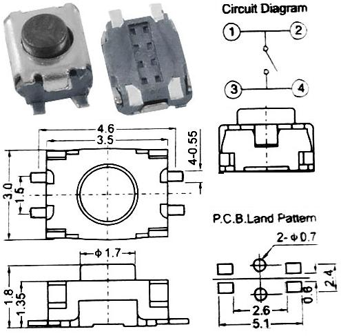 Tact switch 4.4x2.9mm