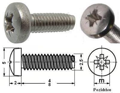 Tornillos pozidrive 2.2 Din7985