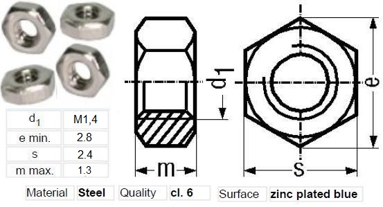Tuercas M1.4mm-2.8.mm