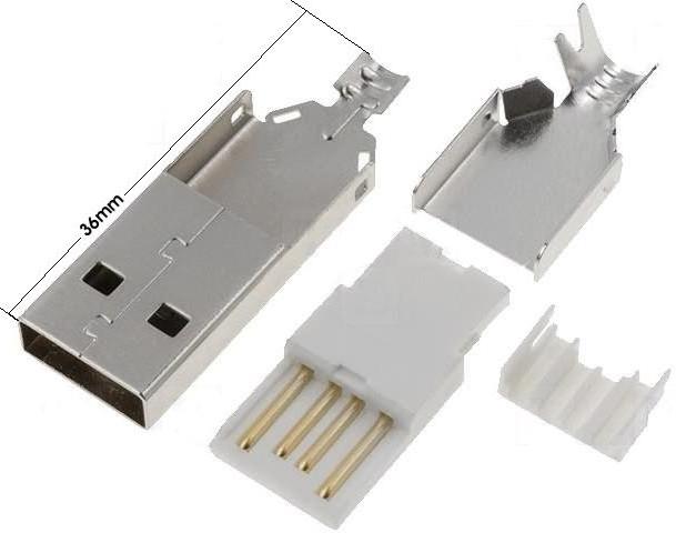 Conector USB-A Macho para Montajes