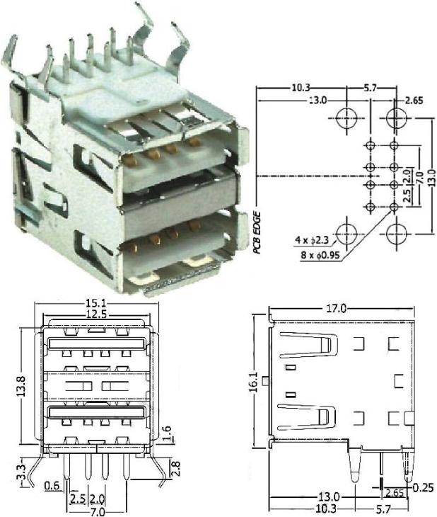Conector hembra USB A