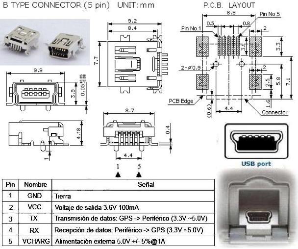 Conector micro USB smd
