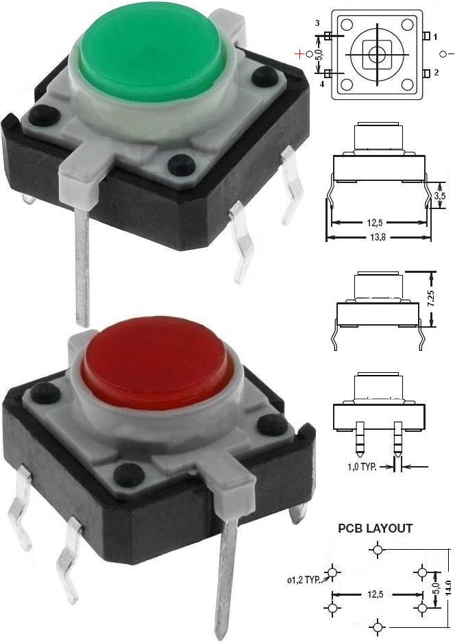 Tact Switch con Led.